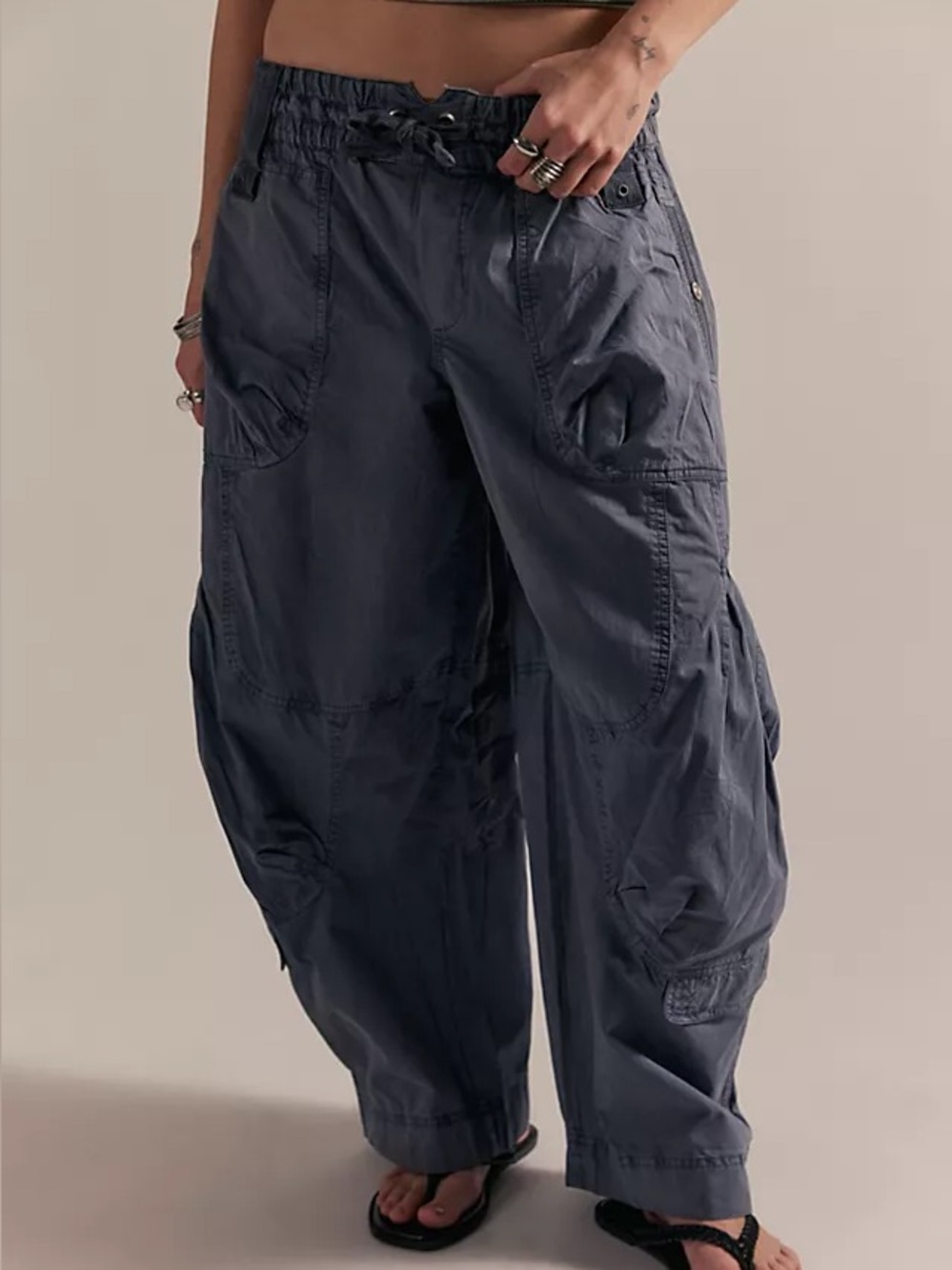 Free People We The Free Onset Pull-On Cargo Pants Steel Blue / Grey New w/ Flaw